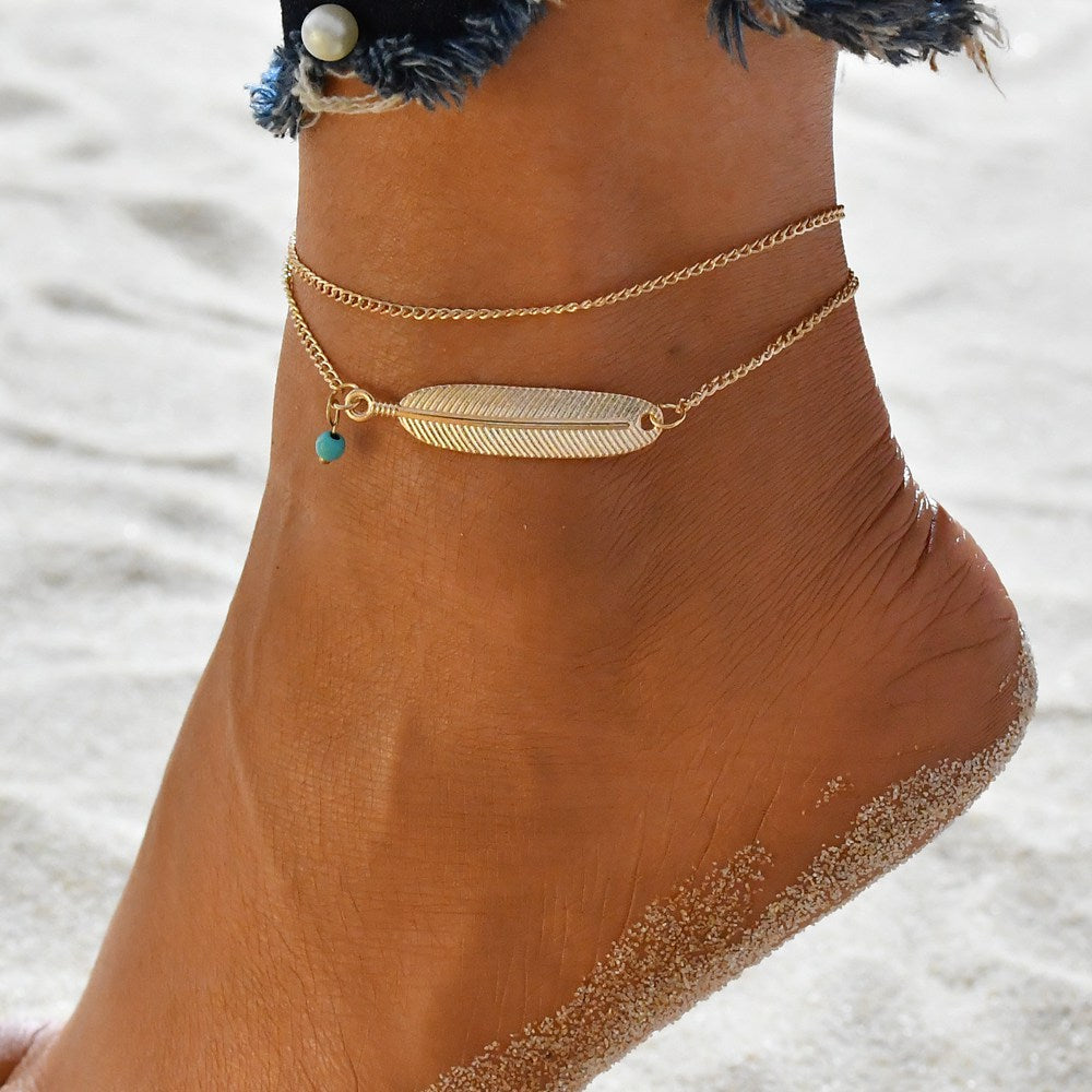 LETAPI 3pcs/set Gold Color Simple Chain Anklets For Women Beach Foot Jewelry Leg Chain Ankle Bracelets Women Accessories