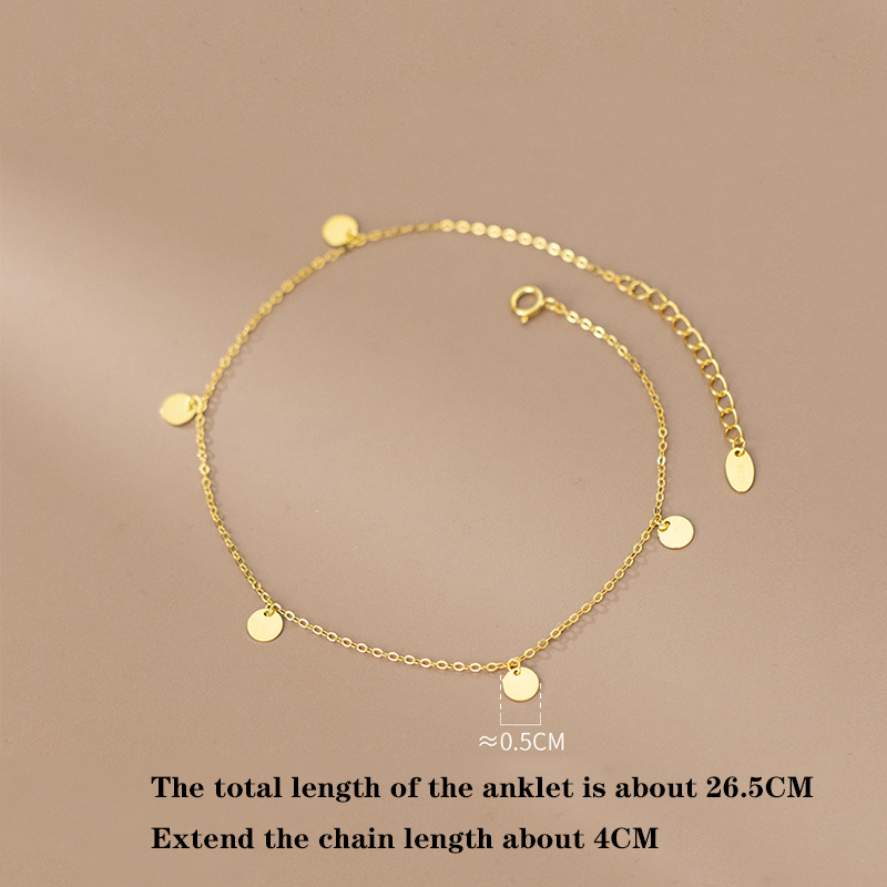 WANTME 925 Sterling Silver Minimalist Disc Cross Link Chain Anklet for Women Fashion Chic Girl Party Temperament Jewelry Gift